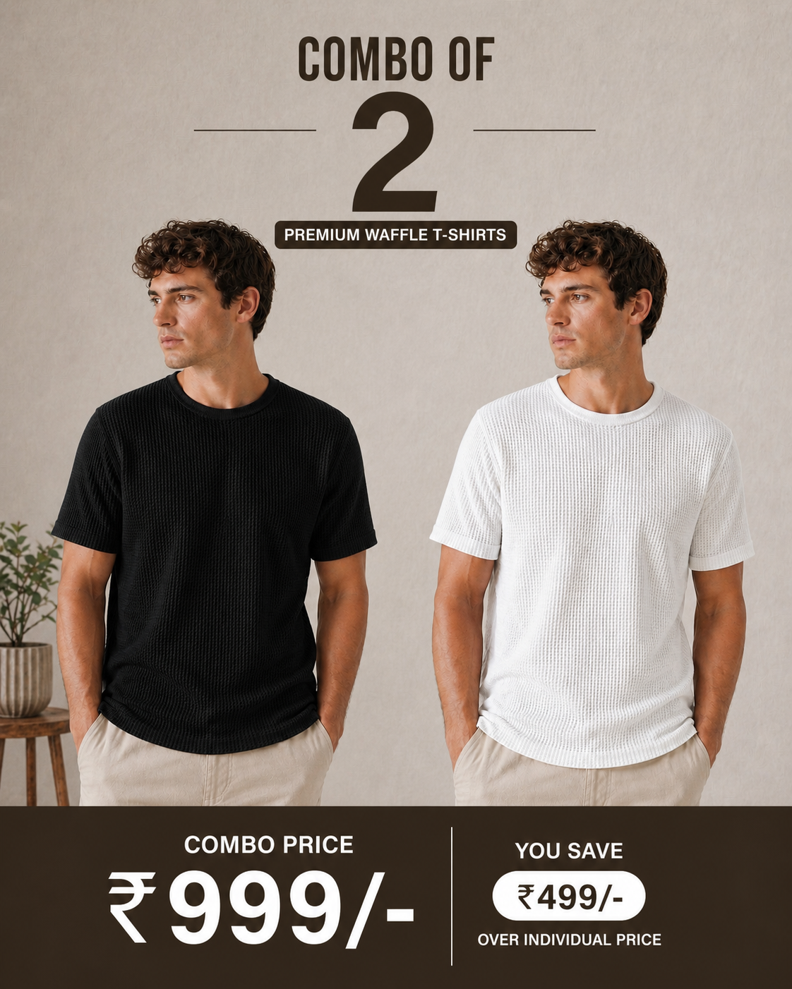 Men’s Premium Waffle T-Shirt Combo (Pack of 2)