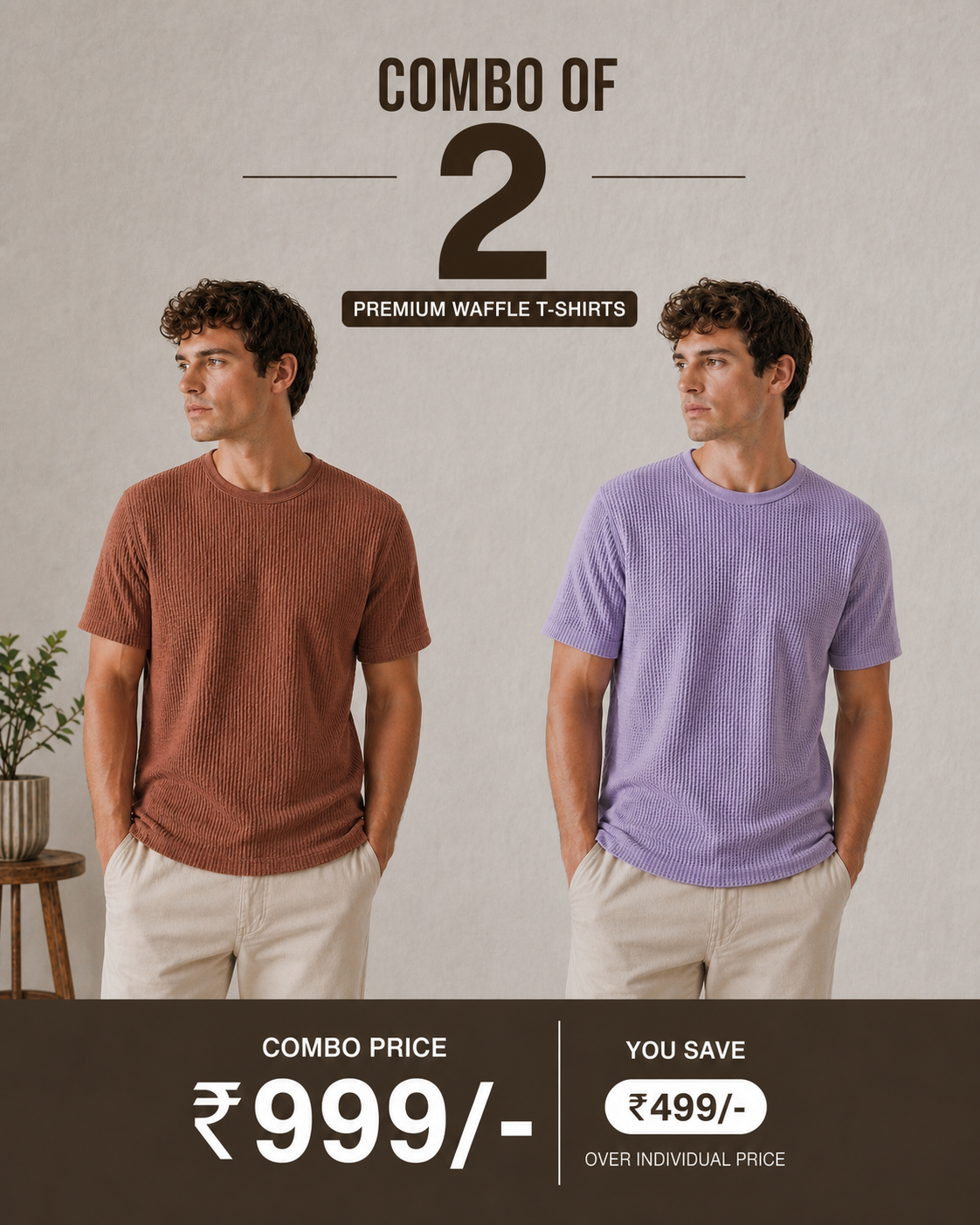 Men’s Premium Waffle T-Shirt Combo (Pack of 2)