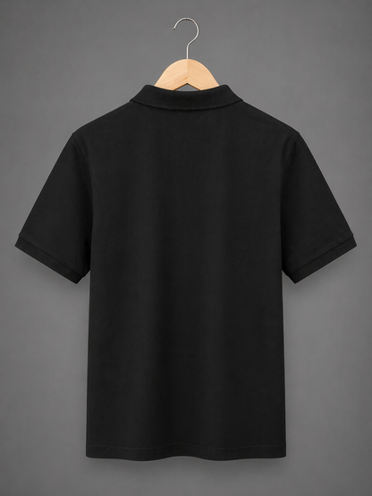 Jet Black Zip Polo T-Shirt – Premium Lycra