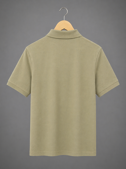 Olive Green Zip Polo T-Shirt - Premium Lycra