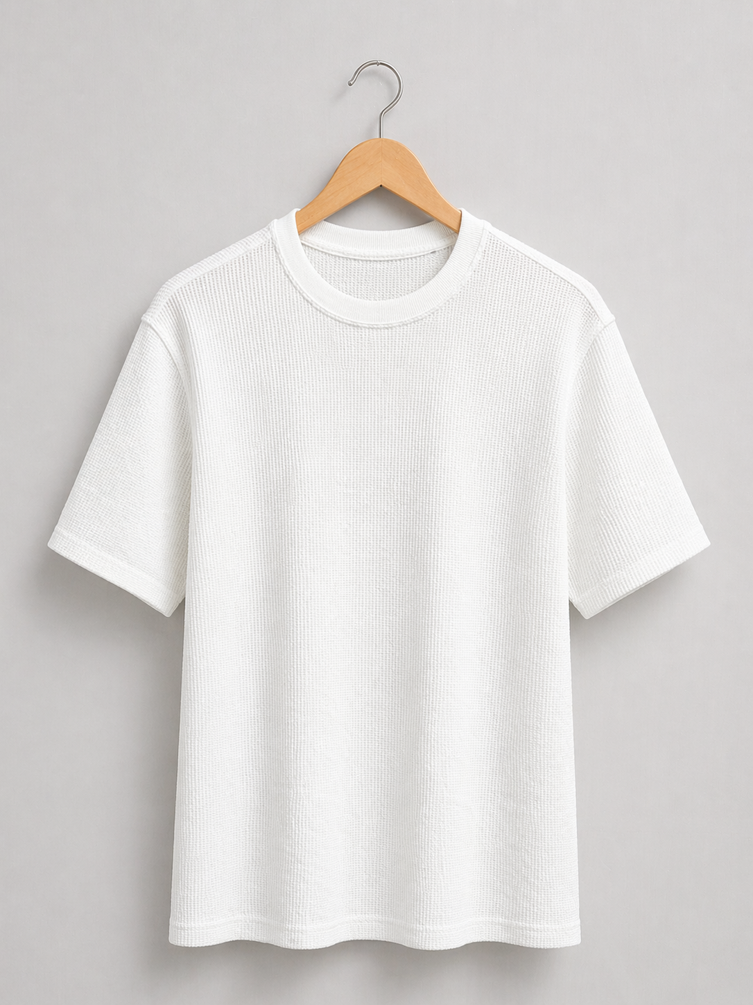White Waffle Knit  Oversized T-Shirt – Premium Cotton