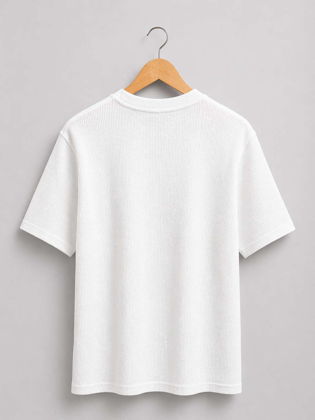 White Waffle Knit  Oversized T-Shirt – Premium Cotton