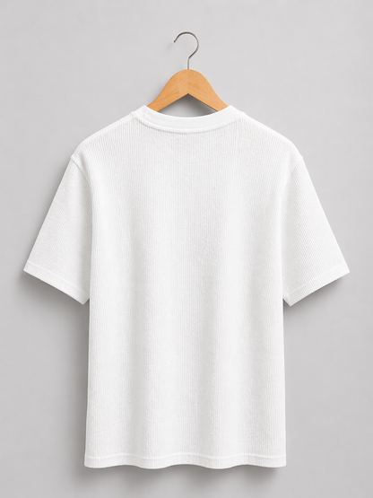 White Waffle Knit  Oversized T-Shirt – Premium Cotton