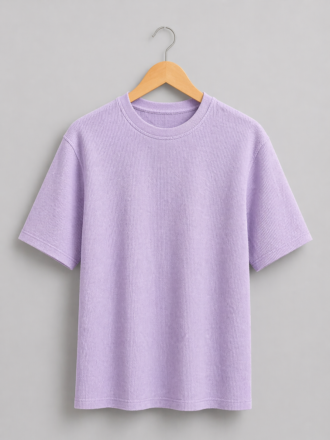 Lavender Waffle Knit  Oversized T-Shirt – Premium Cotton