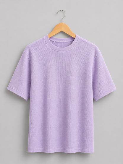 Lavender Waffle Knit  Oversized T-Shirt – Premium Cotton