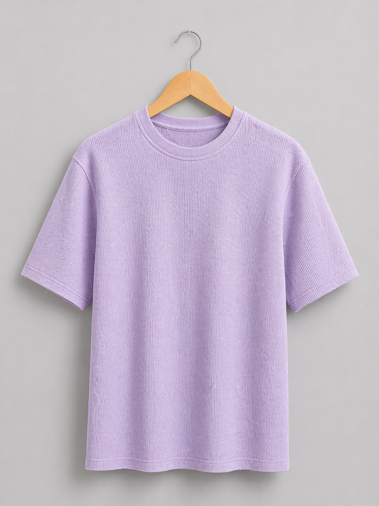 Lavender Waffle Knit  Oversized T-Shirt – Premium Cotton