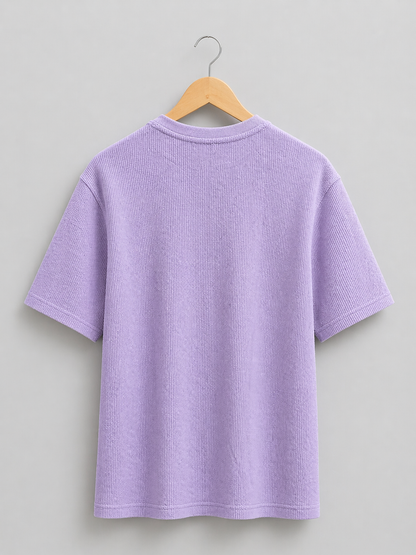 Lavender Waffle Knit  Oversized T-Shirt – Premium Cotton