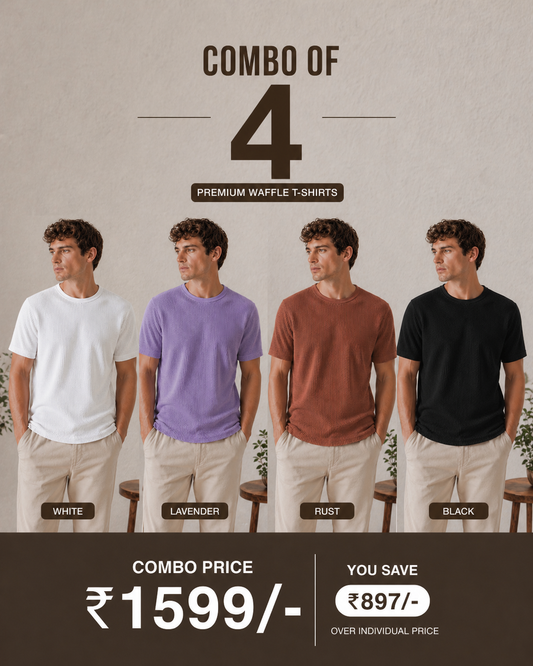 Men’s Premium Waffle T-Shirt Combo (Pack of 4)