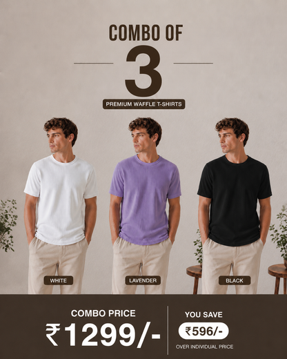 Men’s Premium Waffle T-Shirt Combo (Pack of 3)
